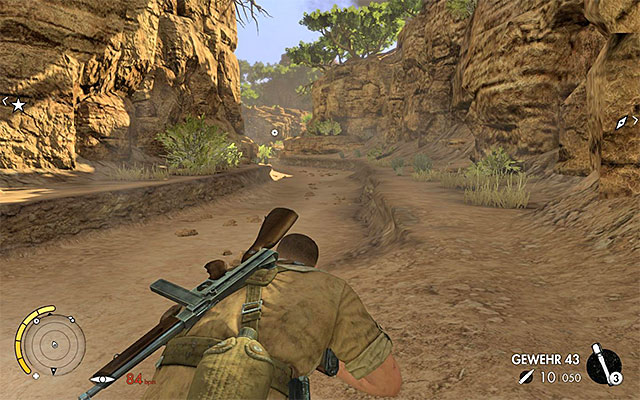 One of the possible paths is to the South of the missions starting point - Sniper Elite 3 Afrika: Destroying the second rocket launcher - Sniper Elite 3 Afrika: Mission 6 - Kasserine Pass - Sniper Elite III: Afrika Game Guide