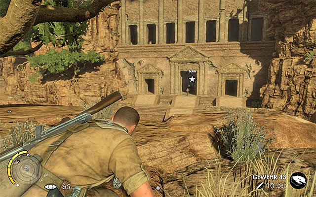 The Southern hill is a perfect spot to attack the enemies that guard the command center - Sniper Elite 3 Afrika: Getting to Vahlens command center - Sniper Elite 3 Afrika: Mission 6 - Kasserine Pass - Sniper Elite III: Afrika Game Guide