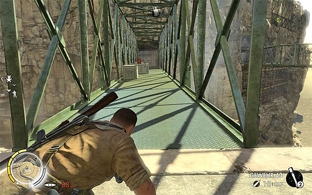 Cross one of the bridges - Sniper Elite 3 Afrika: Destroying the second transformer - Sniper Elite 3 Afrika: Mission 8 - Ratte Factory - Sniper Elite III: Afrika Game Guide
