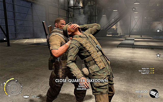 Eliminate the enemies patrolling the main hall, one after another - Sniper Elite 3 Afrika: Exploring the tank hall - Sniper Elite 3 Afrika: Mission 8 - Ratte Factory - Sniper Elite III: Afrika Game Guide