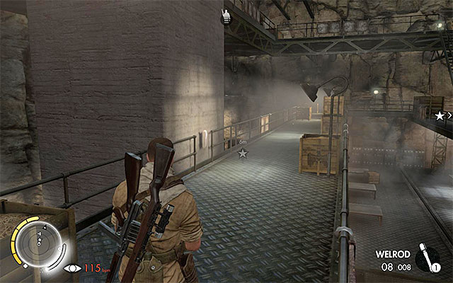 The spot to plant an explosive in the North-Western part of the hall - Sniper Elite 3 Afrika: Planting four explosives at the pillars - Sniper Elite 3 Afrika: Mission 8 - Ratte Factory - Sniper Elite III: Afrika Game Guide