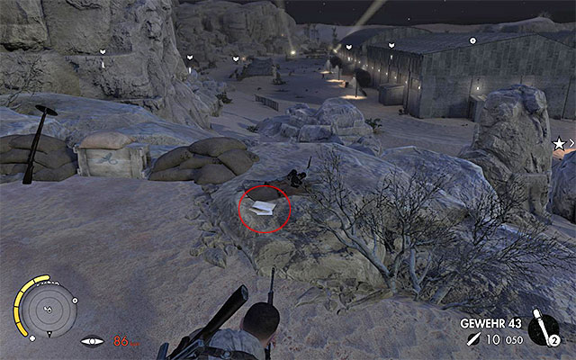Examine the rocks to the right of the spot, where you unlock the sniper nest - Sniper Elite 3 Afrika: War Diaries Collectibles - Mission 7 - Sniper Elite 3 Afrika: Collectibles - Mission 7 - Sniper Elite III: Afrika Game Guide