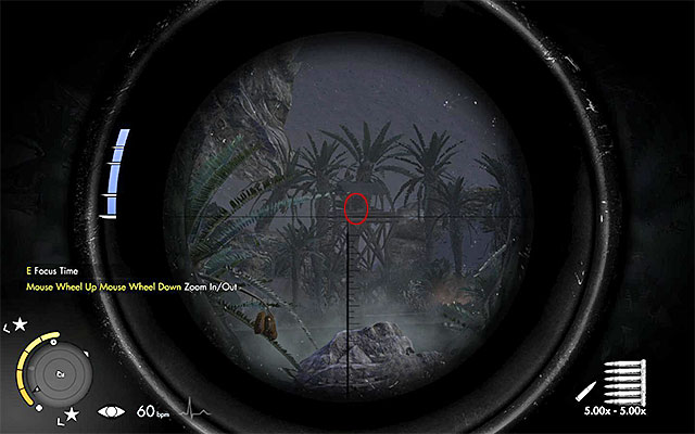 After destroying the headlight, unlock the second Sniper Nest (blue point 2 on the map) and prepare your sniper rifle, because its the place in which you will perform your second Long Shot - Sniper Elite 3 Afrika: Eliminating the second enemy officer - Sniper Elite 3 Afrika: Mission 2 - Gaberoun - Sniper Elite III: Afrika Game Guide