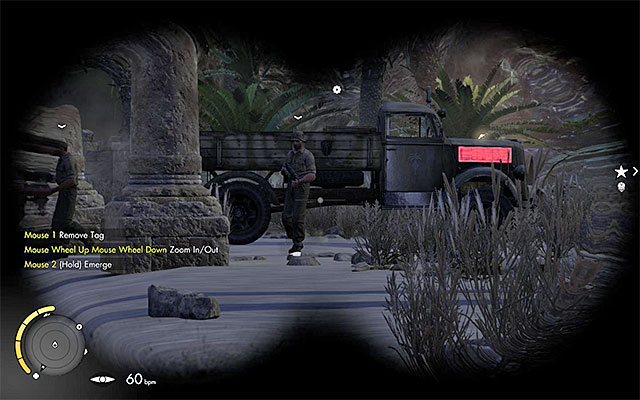 A truck holding enemy reinforcements. - Sniper Elite 3 Afrika: Eliminating the third enemy officer - Sniper Elite 3 Afrika: Mission 2 - Gaberoun - Sniper Elite III: Afrika Game Guide