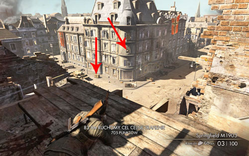 When the tank arrives, you can try to shoot its gas tank - though in such case you will have to lean out a bit more and the tank might be able to attack you - Mission 1 - Schoneberg Convoy - p. 2 - Walkthrough - Sniper Elite V2 Game Guide & Walkthrough