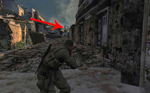 The next shooter is found rather nearby (140m) and can be hard to spot - Mission 7 - Karlshorst Command Post - p. 2 - Walkthrough - Sniper Elite V2 Game Guide & Walkthrough