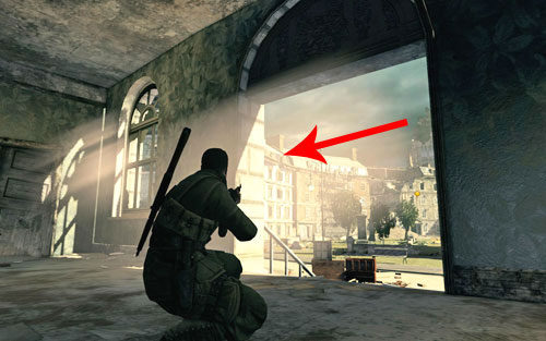 There are already four enemies waiting on the square and one sniper on the roof - look out for him - Mission 8 - Kreuzberg Headquarters - p. 2 - Walkthrough - Sniper Elite V2 Game Guide & Walkthrough