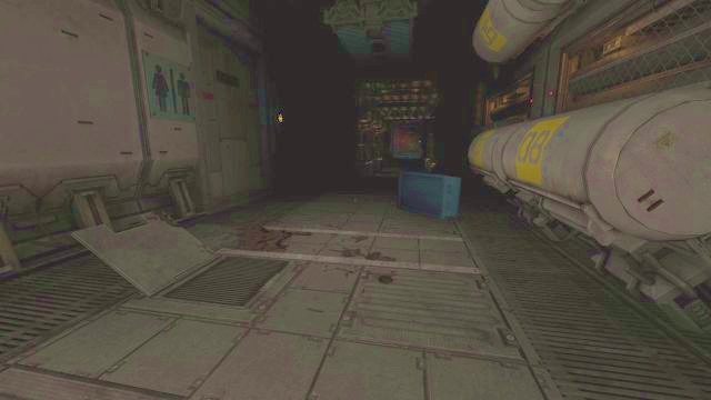 The remains of a toilet on the left side contain a growth, which can be interacted with. - Lambda station | SOMA Game Walkthrough - Walkthrough - SOMA Guide