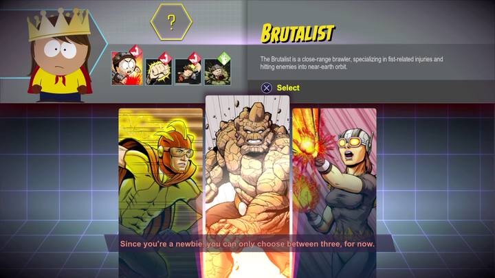 In the beginning you can only select one out of the three available classes and the only difference between them are the abilities that you get. - Prologue | Main Missions Walkthrough - Main Missions Walkthrough - South Park: The Fractured But Whole Game Guide