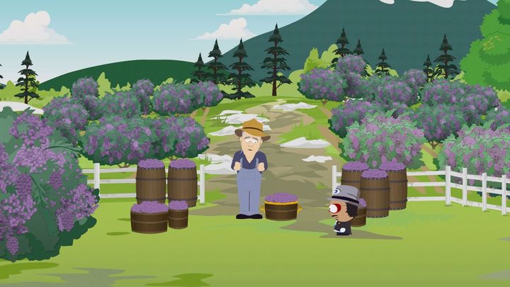 In order to pass the farmer, you need to use the barrel to block him. - Memberberries - Titles and secrets - South Park: The Fractured But Whole Game Guide