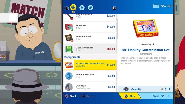 To create the statue, you need to obtain a quite expensive set of parts from the Sloppy 2nds. - Artifacts and recipes - Titles and secrets - South Park: The Fractured But Whole Game Guide