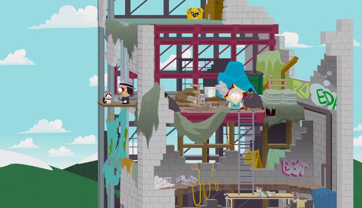 One of the cats is on a floor of the ruined building located at SoDoSoPa. - Big Gay Als Big Gay Cats | Side quests - Side quests - South Park: The Fractured But Whole Game Guide