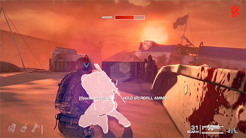 Your actions should coincide with Adams getting critical damage, so you have to hurry up to save him - Chapter XIII - Adams - p. 1 - Game Walkthrough - Spec Ops: The Line - Game Guide and Walkthrough