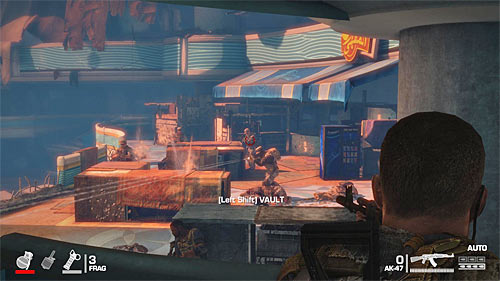 Look around for a small room with grenades and again use the stairs - Chapter IV - The Refugees - p. 2 - Game Walkthrough - Spec Ops: The Line - Game Guide and Walkthrough