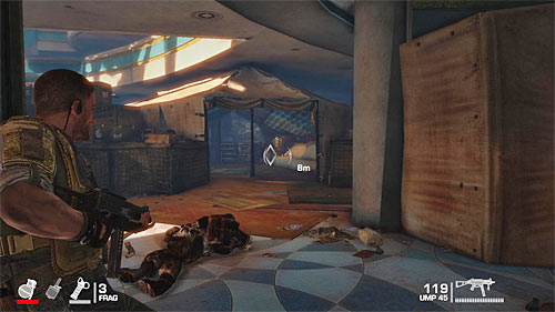 Temporarily ignore you allies and do not try to approach neither the stairs nor ammo crate located on the left, because you could find yourself under heavy fire and could die easily - Chapter IV - The Refugees - p. 2 - Game Walkthrough - Spec Ops: The Line - Game Guide and Walkthrough