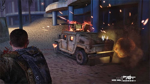 Later on you'll be forced to destroy several jeeps, but one shot should be enough to get rid of them - Chapter X: Part 2 - Stealing Water - Game Walkthrough - Spec Ops: The Line - Game Guide and Walkthrough