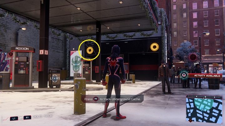 In this district you will find 4 Underground caches, their location is described on a separate page - Spider-Man Miles Morales: Greenwich - map, collectibles and locations - World Atlas - Spider-Man Miles Morales Guide