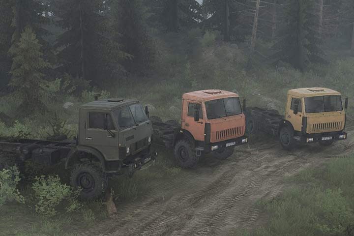 A group of vehicles inspired by russian Kamaz trucks - 6-wheeled trucks (class C) | Vehicles in Spintires MudRunner - Vehicles - Spintires MudRunner Guide and Tips