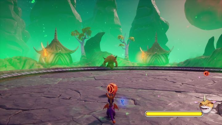 In the second part of the fight, you will not have to be constantly stopping, because you will be attacking with the help of an electric sphere - Spike & Scorch - Bosses - Spyro Reignited Trilogy Guide