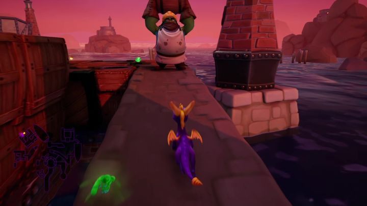 Then you will have to go through a rather long, narrow corridor consisting of fragments of ships and buildings - Gnorc Cove | Spyro The Dragon Walkthrough - Gnorc Cove - Spyro Reignited Trilogy Guide