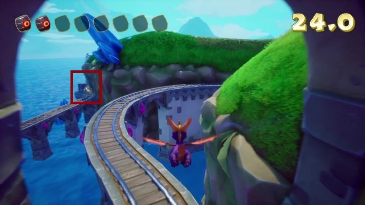 Just after the corner you will come across two gates, pass through them and start firing at the planes - Sunny Flight | Spyro The Dragon Walkthrough - Artisans - Spyro Reignited Trilogy Guide