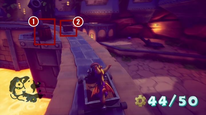 When you get closer to the am that places chests on the tracks, pay attention to what type of chest stands in front of you - Breeze Harbor | Spyro 2 Riptos Rage Walkthrough - Autumn Plains - Spyro Reignited Trilogy Guide