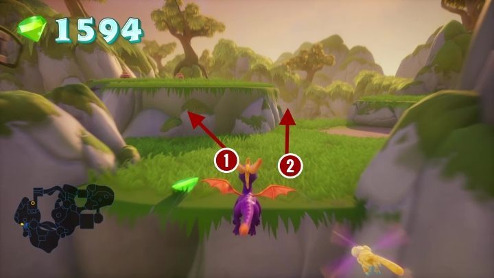 Jump on the ledges - you will reach a fork - Idol Springs | Spyro 2 Riptos Rage Walkthrough - Summer Forest - Spyro Reignited Trilogy Guide