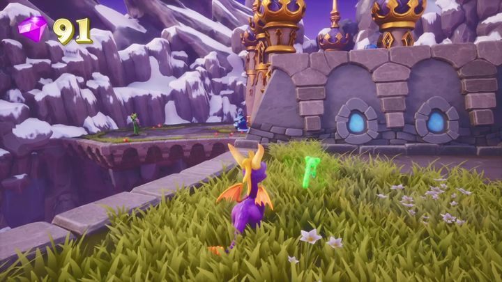 Jump on the distant platform - the one where a druid and a wizard are fighting - Alpine Ridge | Spyro The Dragon Walkthrough - Magic Crafters - Spyro Reignited Trilogy Guide