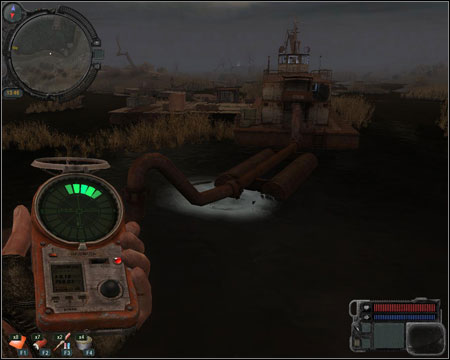 Use the ladder (on the left, near the boxes) to get to the top and further - through the hole (screen) inside - Walkthrough - Zaton Quests - Part 1 - Walkthrough - S.T.A.L.K.E.R.: Call of Pripyat - Game Guide and Walkthrough