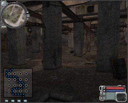 If you go through the columns following the marked path (upwards), you will be able to get to the room with Oasis - Walkthrough - Jupiter Quests - Part 2 - Walkthrough - S.T.A.L.K.E.R.: Call of Pripyat - Game Guide and Walkthrough