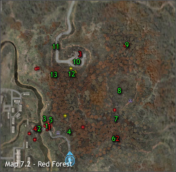 Important NPC's (red color) - Red Forest - Maps - part 1 - Walkthrough - S.T.A.L.K.E.R.: Clear Sky - Game Guide and Walkthrough