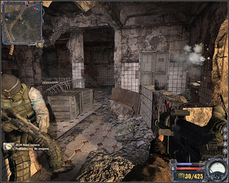 Once again, you'll have to wait for your colleagues to provide covering fire - Hospital - Quests - part 1 - Walkthrough - S.T.A.L.K.E.R.: Clear Sky - Game Guide and Walkthrough