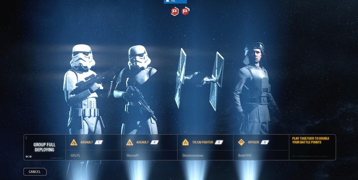 A respawn in a full team is instant. You also get 2x points for completing goals and kills with your team. - Battlefront 2: Tips and advise - Tips and advise - Star Wars Battlefront 2 Game Guide