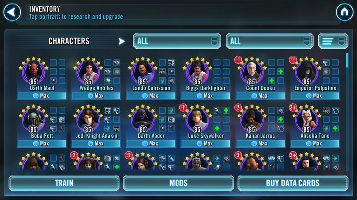 Every month there will also be prizes for daily log-ins to the game, where character shards will also appear - How to unlock new characters? | FAQ - FAQ - Star Wars: Galaxy of Heroes Game Guide