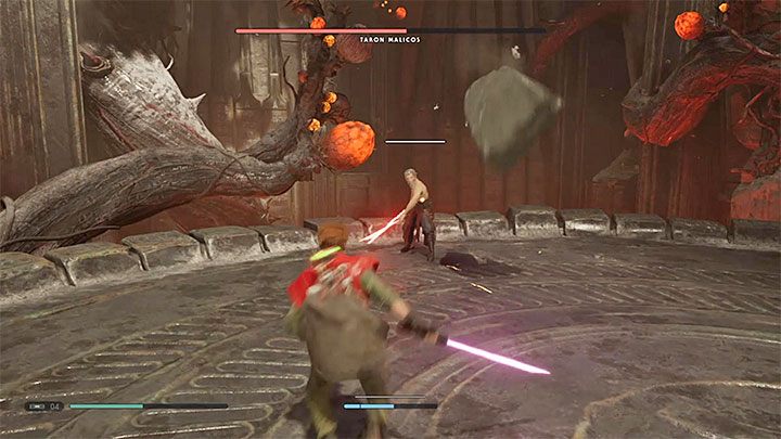 Malicos can throw boulders at the hero - Chapter 5 Return to Dathomir and fighting with Malicos | Fallen Order Walkthrough - Main Story - Star Wars Jedi Fallen Order Guide