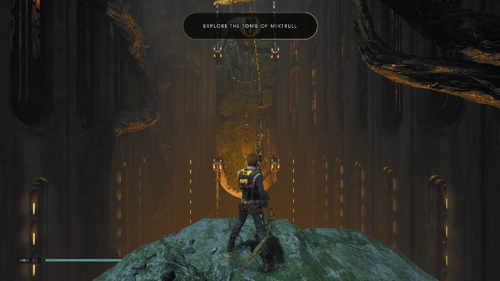 From now on, you can pull and attract specific items and enemies to each other - Tomb of Miktrull | Jedi Fallen Order Tombs - Tombs - Star Wars Jedi Fallen Order Guide