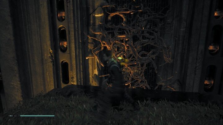 When you get upstairs, take the sphere out of the wall and hit the branches with it - Tomb of Miktrull | Jedi Fallen Order Tombs - Tombs - Star Wars Jedi Fallen Order Guide