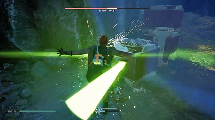 The opponent does not wield the Force in any way, so he is vulnerable to your Force powers - Crusher Hagop (Zeffo) | Fallen Order Boss - Bosses - Star Wars Jedi Fallen Order Guide