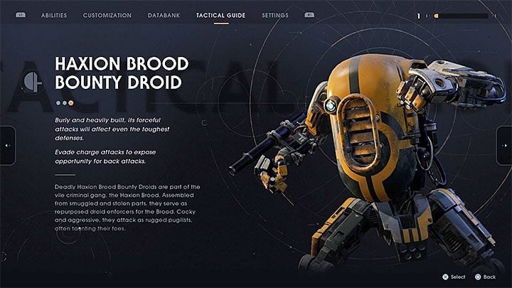 3) Haxion Brood Bounty Droid - it is a heavily armored droid, which uses melee strikes and ranged attacks - Bounty Hunters | Fallen Order Bosses - Bosses - Star Wars Jedi Fallen Order Guide
