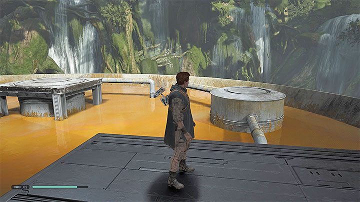 Turn left and jump on the platforms located above the poison tank - Chapter 3 Kashyyyk | Fallen Order Walkthrough - Main Story - Star Wars Jedi Fallen Order Guide