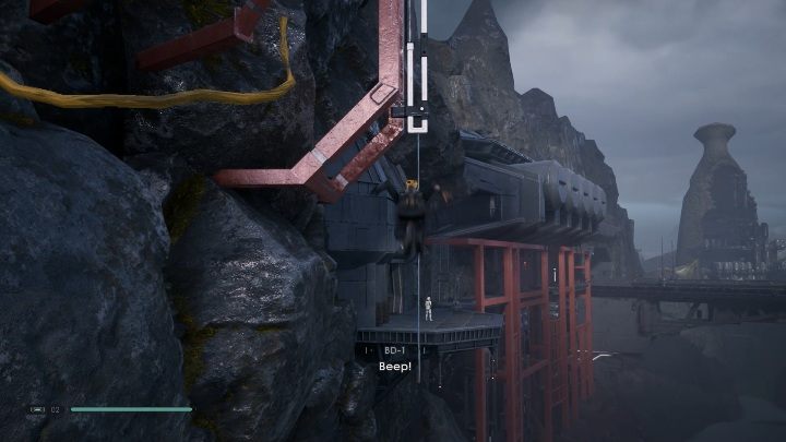 At the end of the wall, use Force Pull on the rope to reach the metal shelf - How to get back to the ship on Zeffo in Jedi Fallen Order? - Exploration - Star Wars Jedi Fallen Order Guide