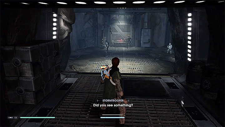 The destination of your trip is the room showed in the picture above, where there are 2 Security Droids and a Stormtrooper with heavy blaster - Chapter 3 Return to Zeffo | Fallen Order Walkthrough - Main Story - Star Wars Jedi Fallen Order Guide