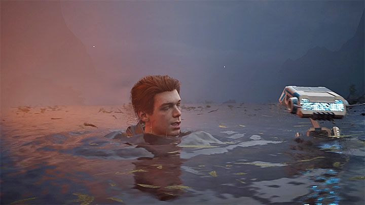 Yes, Cal can swim and falling or getting into the water wont cause a sudden death of your character - Star Wars Jedi Fallen Order Guide