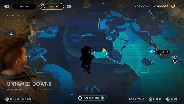 Starting from the meditation point, jump down and head to the right, towards the wall - Jedi Survivor: Untamed Downs - list of secrets (part 1) - Koboh - Star Wars Jedi Survivor guide