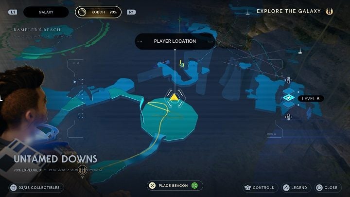 From the location of the previous collectible, head to the left and down - Jedi Survivor: Untamed Downs - list of secrets (part 1) - Koboh - Star Wars Jedi Survivor guide