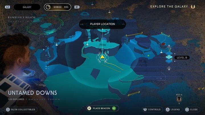 Opposite the previous collectible is a pile of stones obscuring a Priorite Shard - Jedi Survivor: Untamed Downs - list of secrets (part 1) - Koboh - Star Wars Jedi Survivor guide