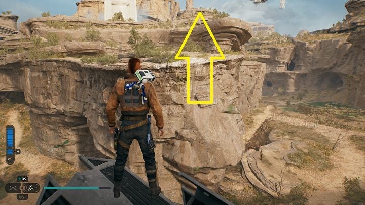 From the above-discussed wreck you can jump to the hill nearby - Jedi Survivor: Untamed Downs - list of secrets (part 1) - Koboh - Star Wars Jedi Survivor guide