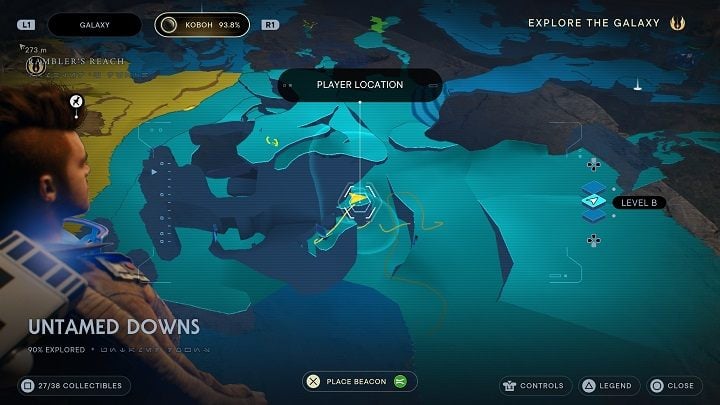 Standing near the chest, you can see the shelf where the treasure is located - Jedi Survivor: Untamed Downs - list of secrets (part 1) - Koboh - Star Wars Jedi Survivor guide