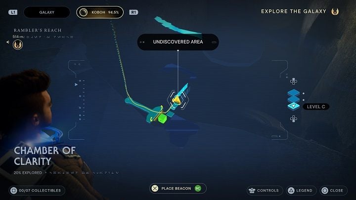 After leaving the elevator, start by Force Pulling the block in front of you - Jedi Survivor: Chamber of Clarity - list of secrets - Koboh - Star Wars Jedi Survivor guide