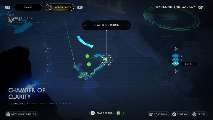 From the elevator, run across a few nearby walls - Jedi Survivor: Chamber of Clarity - list of secrets - Koboh - Star Wars Jedi Survivor guide